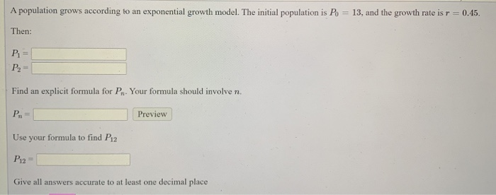 Solved A Population Grows According To An Exponential Growth