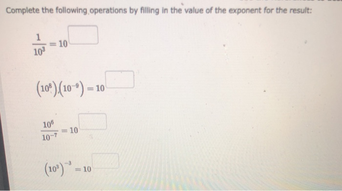 Solved Complete the following operations by filling in the | Chegg.com