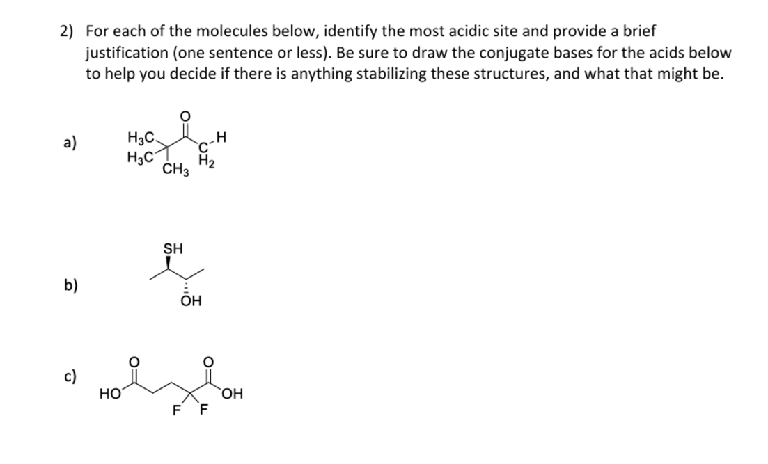 Solved 2) ﻿For each of the molecules below, identify the | Chegg.com