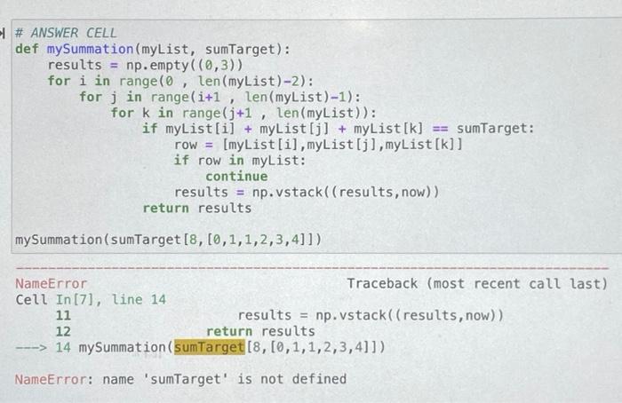 Solved Python code to help understand Summation Target Write | Chegg.com