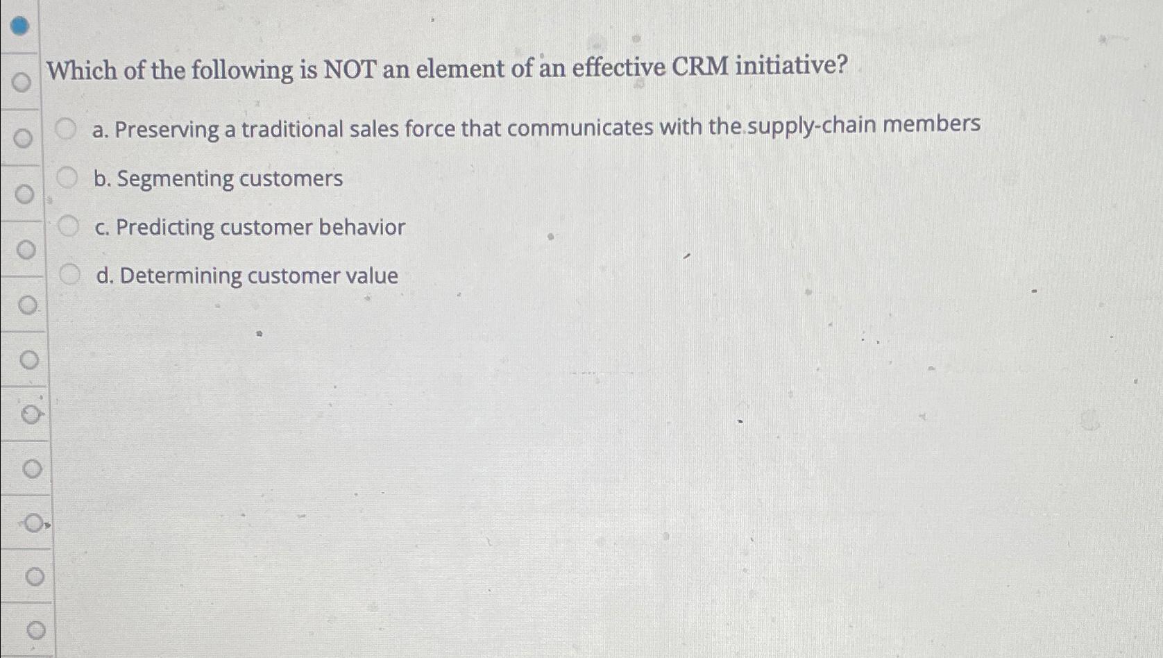 Solved Which of the following is NOT an element of an | Chegg.com