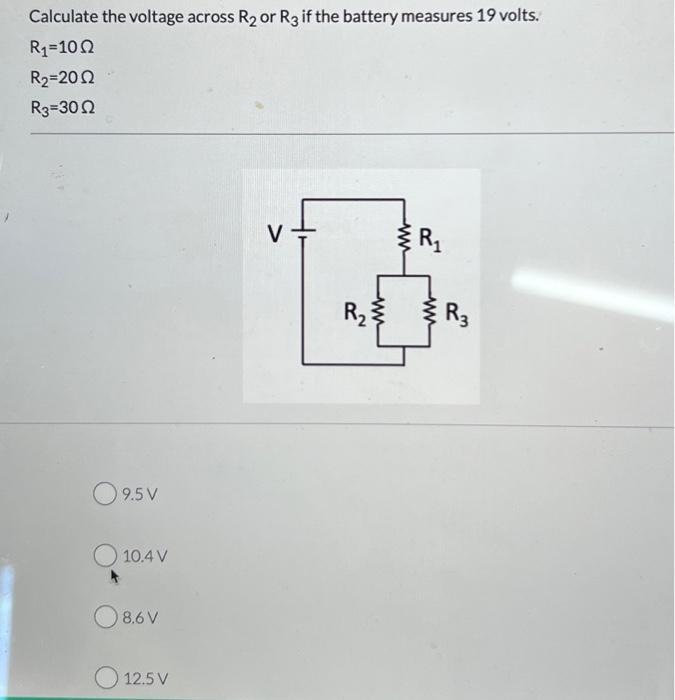 Solved Calculate the voltage across R₂ or R3 if the battery | Chegg.com