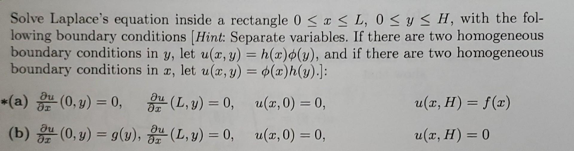 Solved Solve Laplace's Equation Inside A Rectangle | Chegg.com