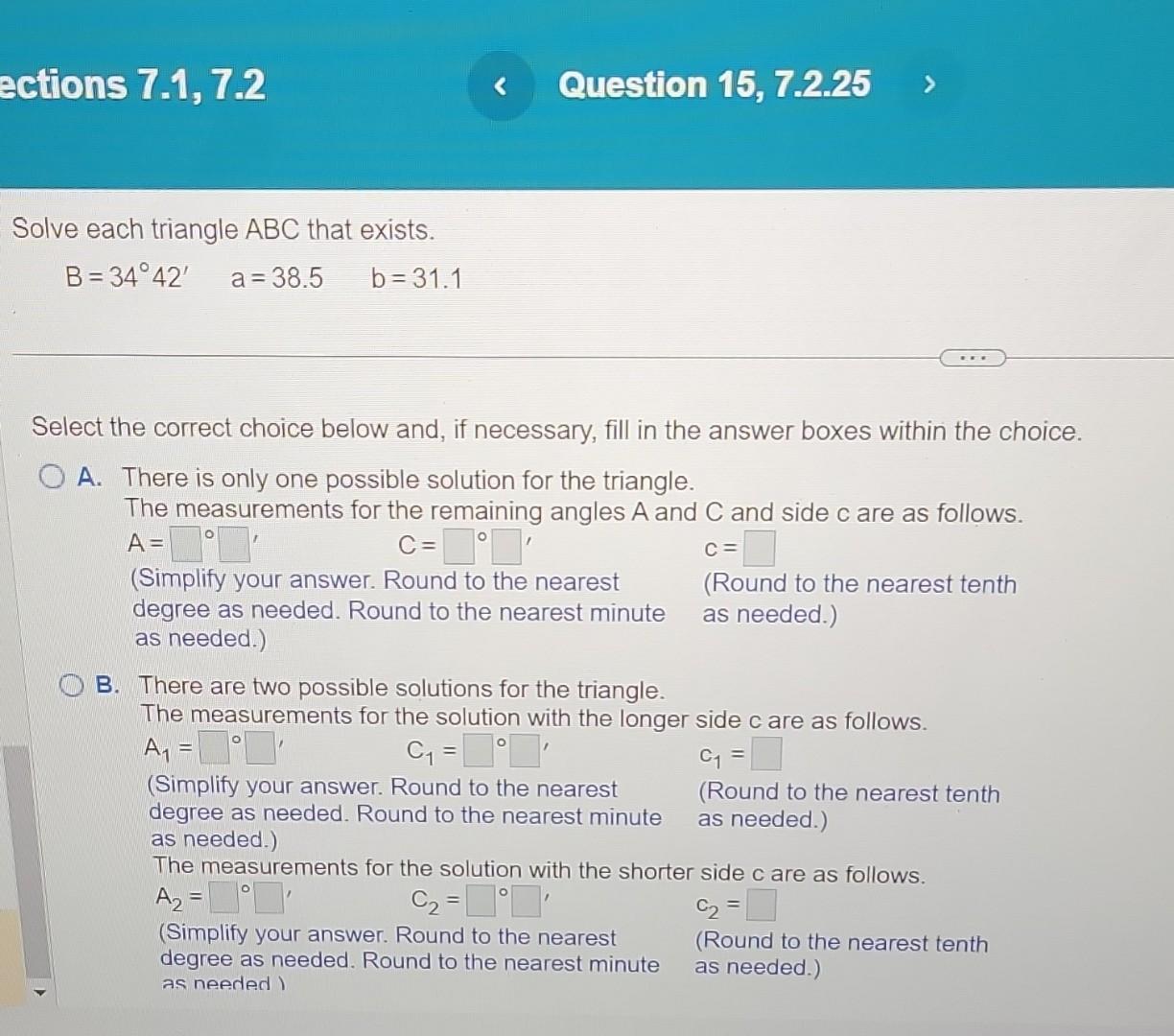 Solved Solve Each Triangle ABC That Exists. | Chegg.com