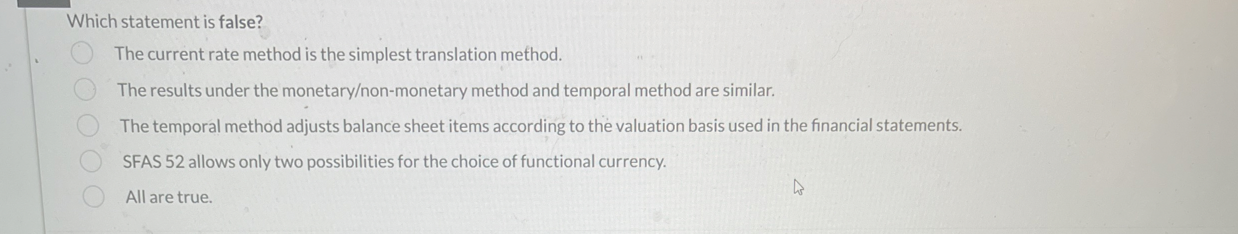 Solved Which statement is false?The current rate method is | Chegg.com