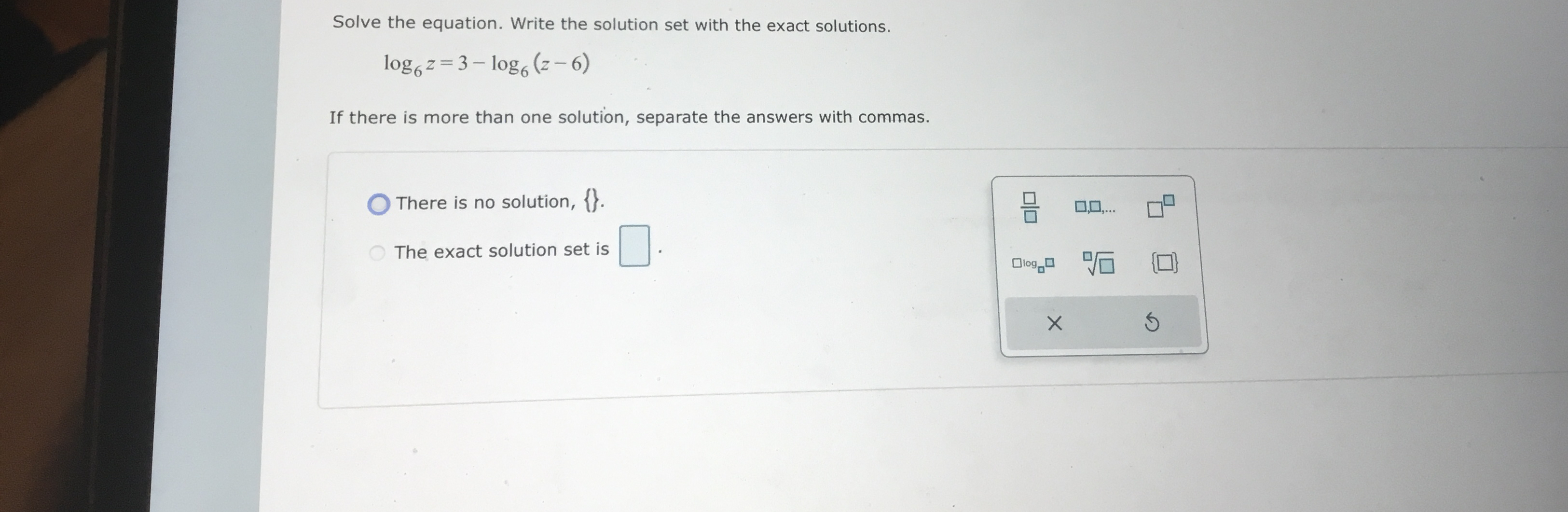 Solved Solve the equation. Write the solution set with the | Chegg.com