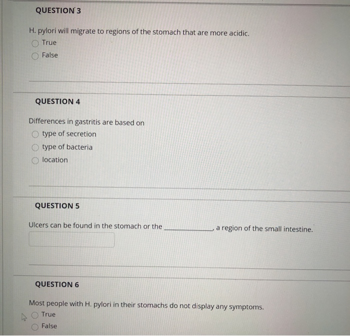 Solved Question 3 H. Pylori Will Migrate To Regions Of The 