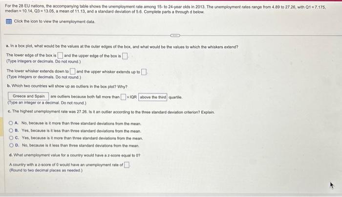 Solved For the 28 EU nations, the accompanying table shows | Chegg.com