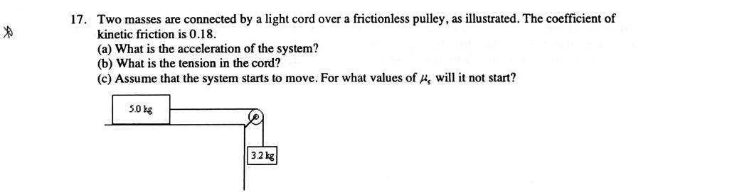 Two Masses Are Connected By A Light Cord Over A 