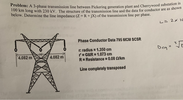 Solved Problem: A 3-phase Transmission Line Between | Chegg.com