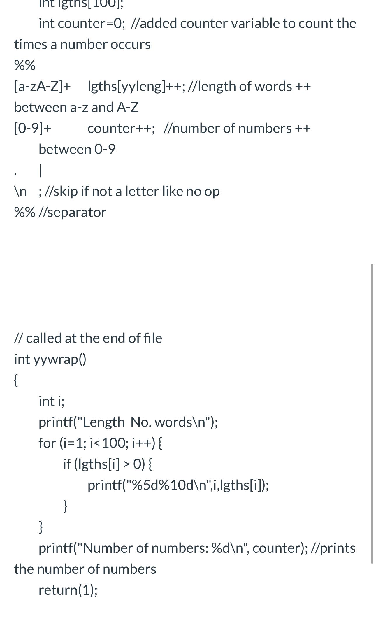 Solved Modify the original code to count the times a Number | Chegg.com
