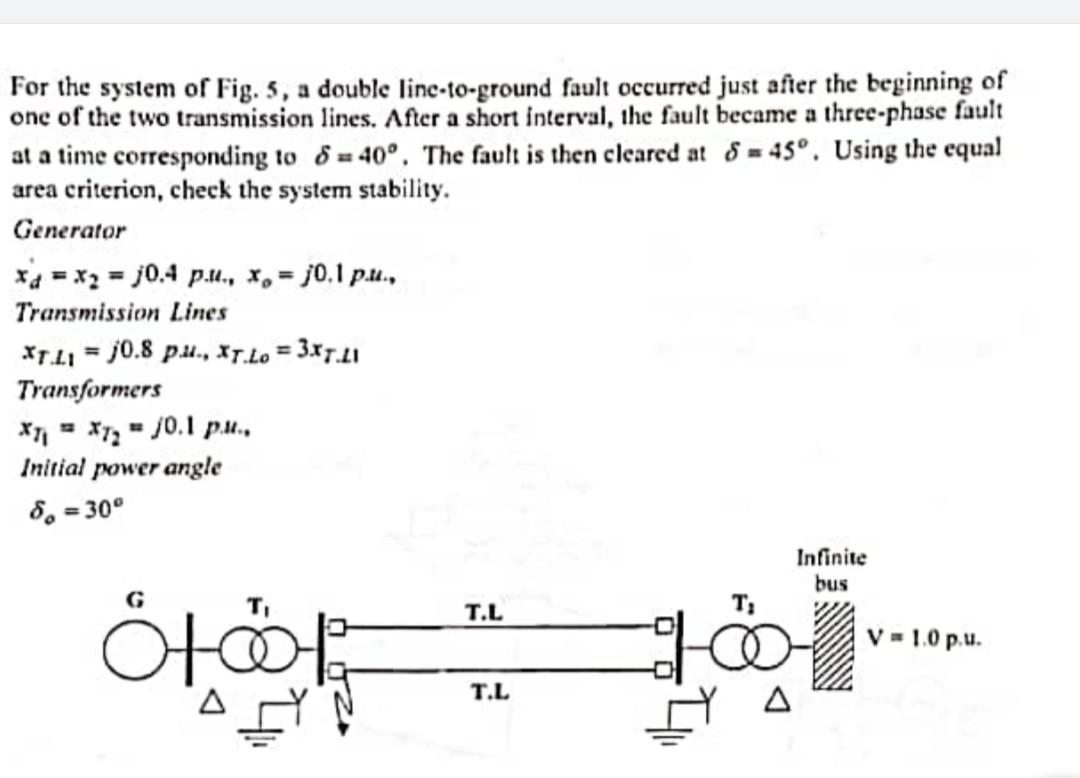 Solved For the system of Fig. 5 , a double line-to-ground | Chegg.com