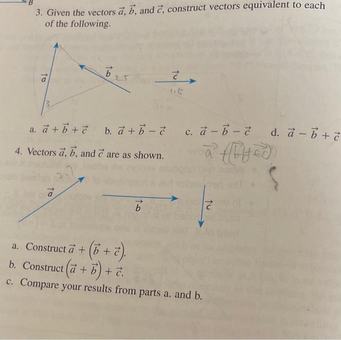 Solved 3. Given the vectors a,b, and c, construct vectors | Chegg.com