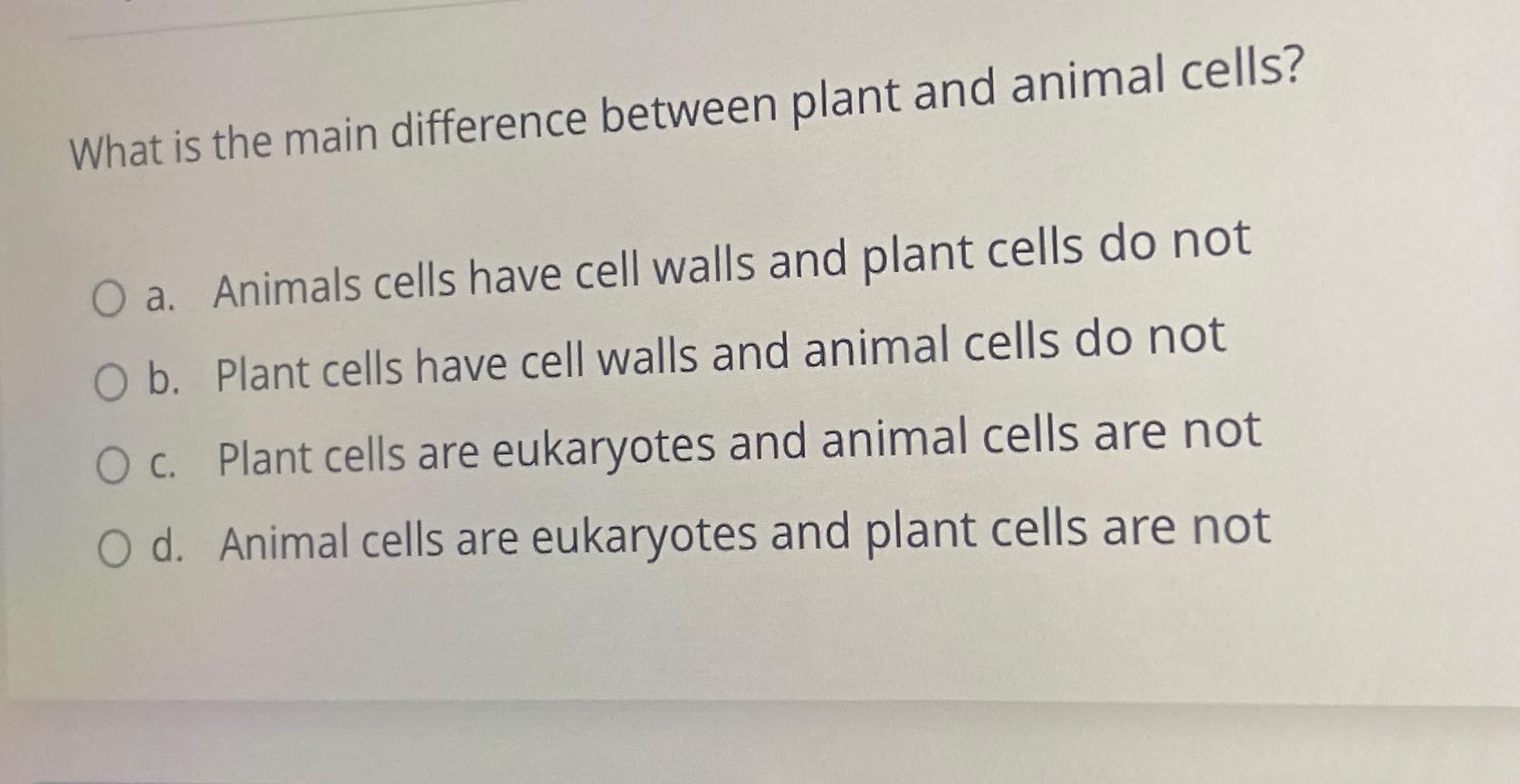 what is one difference between the cells of plants and animals
