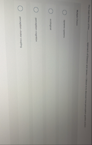 Solved The main theme of the ____ approach of Eleanor and | Chegg.com