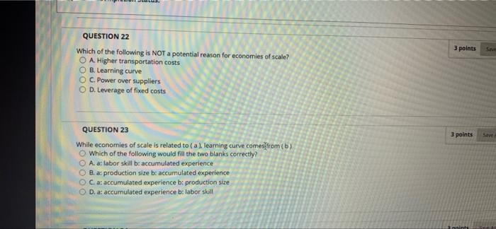 Solved 3 points QUESTION 22 Which of the following is NOT a | Chegg.com