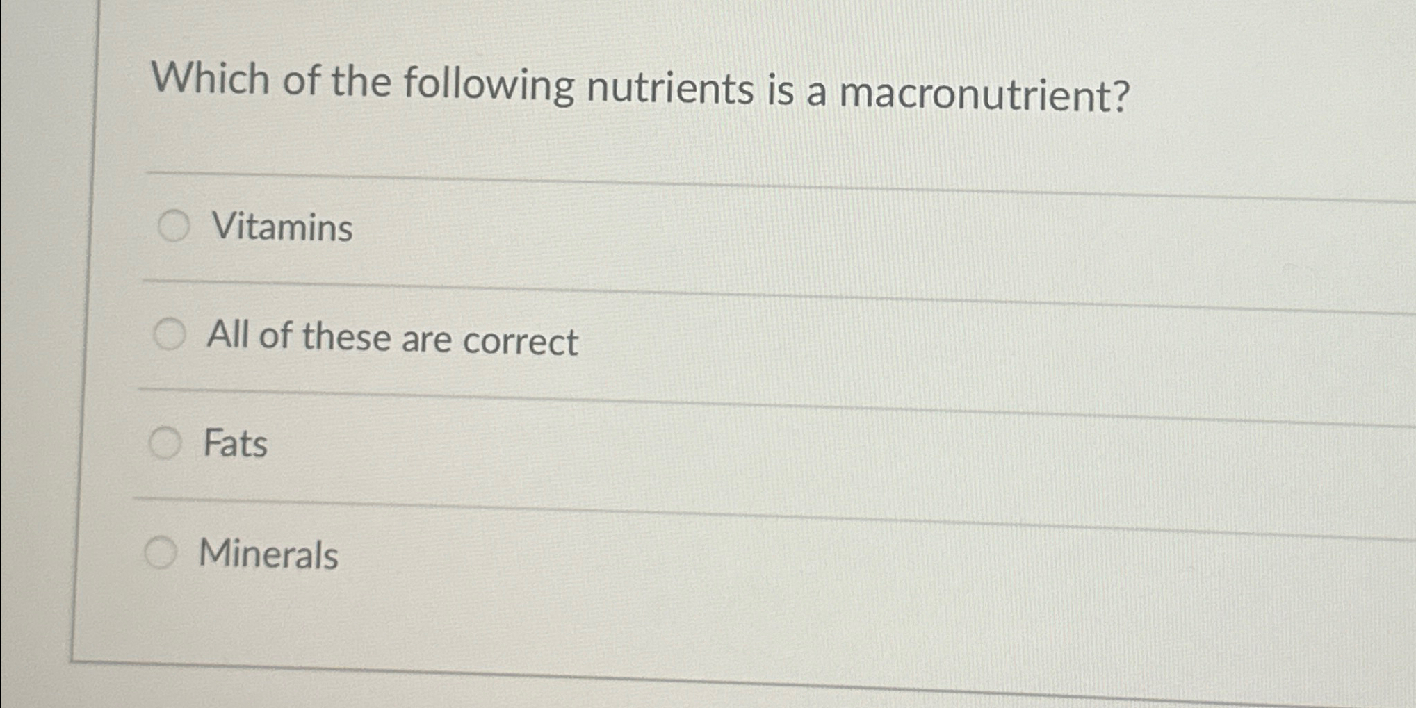 which of the following nutrients is a macronutrient