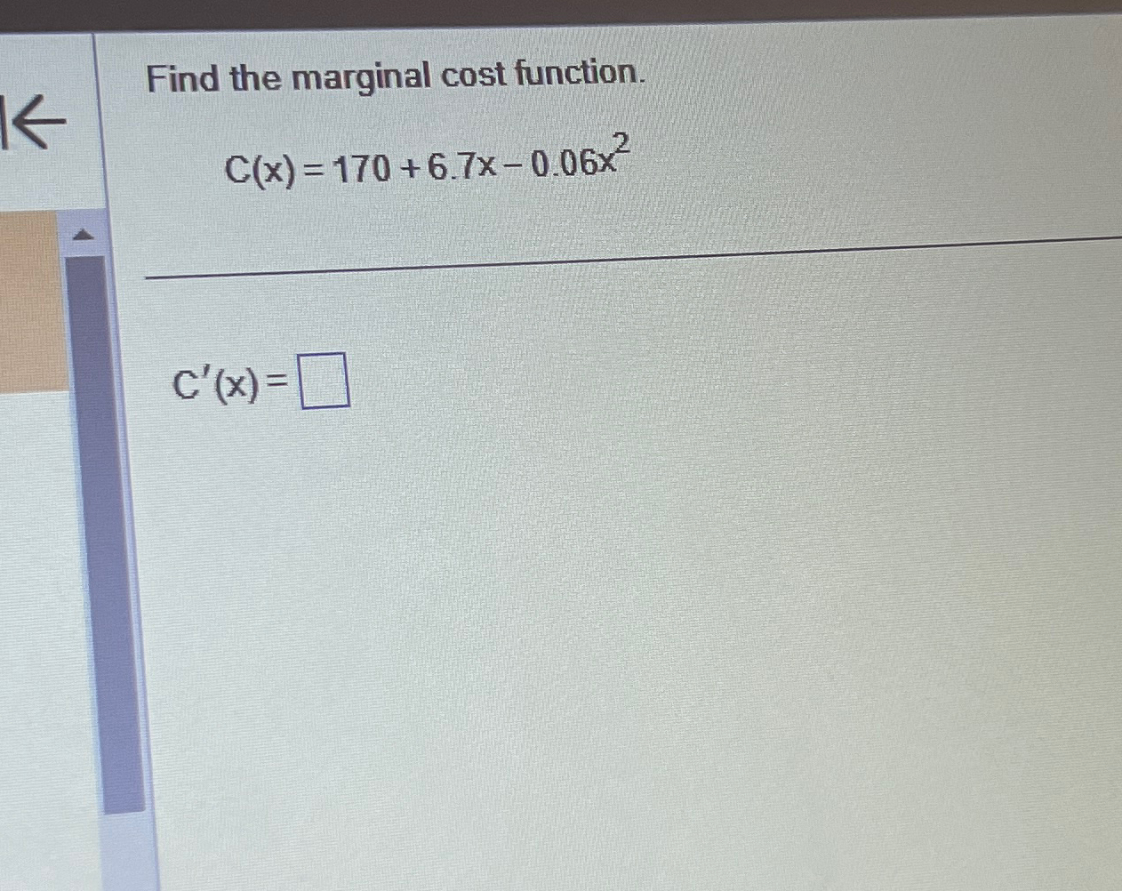 Solved Find the marginal cost | Chegg.com