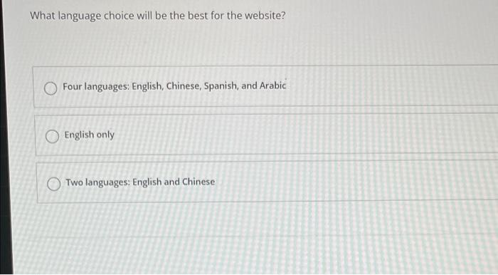 Solved What language choice will be the best for the | Chegg.com