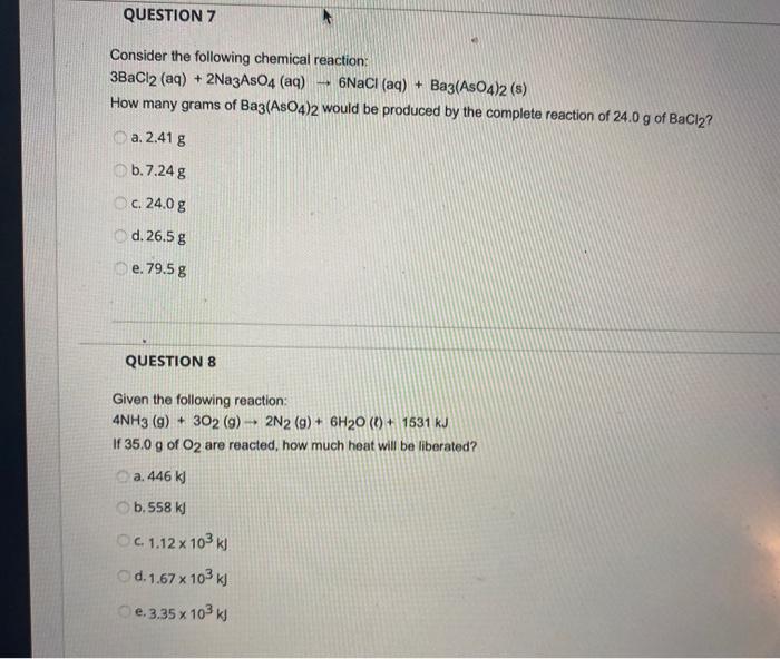 Solved QUESTION 7 + Consider the following chemical | Chegg.com