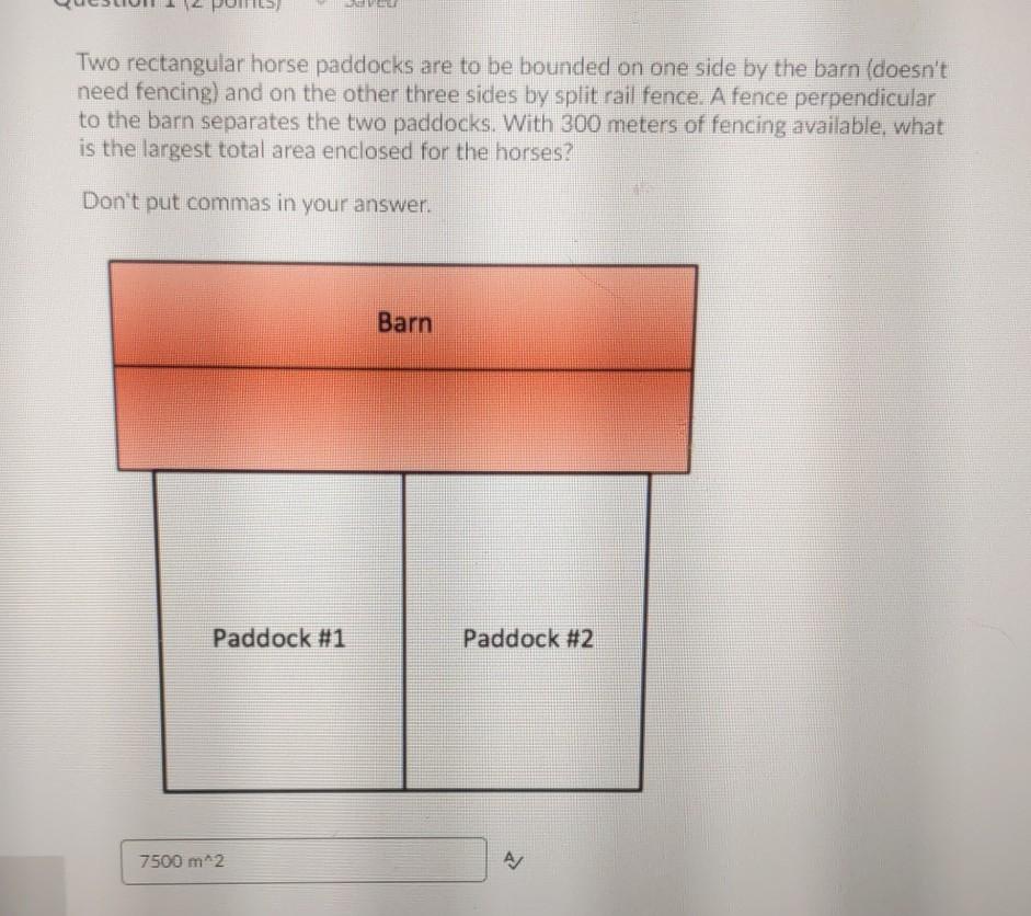 Solved Two rectangular horse paddocks are to be bounded on | Chegg.com