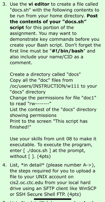Solved 3. Use the vi editor to create a file called | Chegg.com