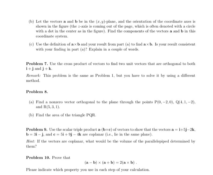 Solved (b) Let The Vectors A And B Be In The (x,y)-plane, | Chegg.com