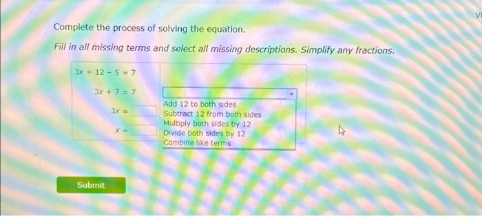 Solved Complete the process of solving the equation. Fill in | Chegg.com