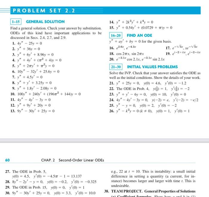 Solved PROBLEM SET 2.2 20. e-3.1.1 1-15 GENERAL SOLUTION | Chegg.com