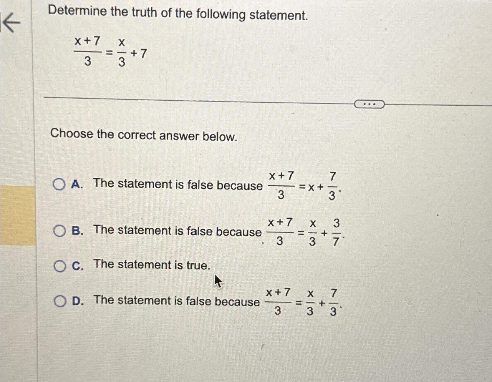 Solved Determine the truth of the following | Chegg.com