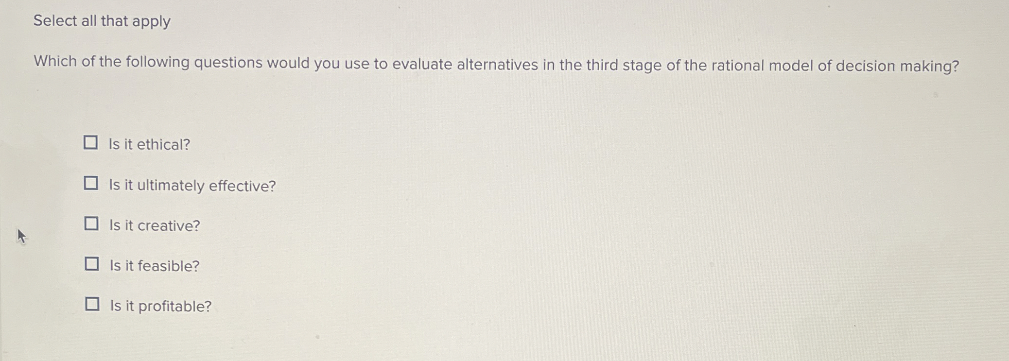 Solved Select all that applyWhich of the following questions | Chegg.com