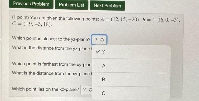 Solved Previous Problem Problem List Next Problem (1 point) | Chegg.com