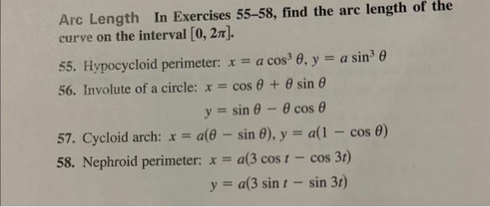 Solved Arc Length In Exercises Find The Arc Length Of Chegg Com