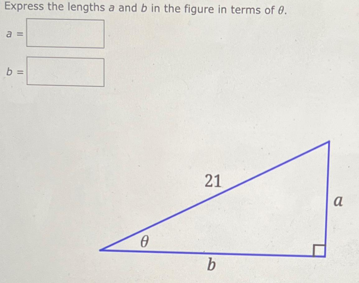 Solved Express the lengths a and b ﻿in the figure in terms | Chegg.com