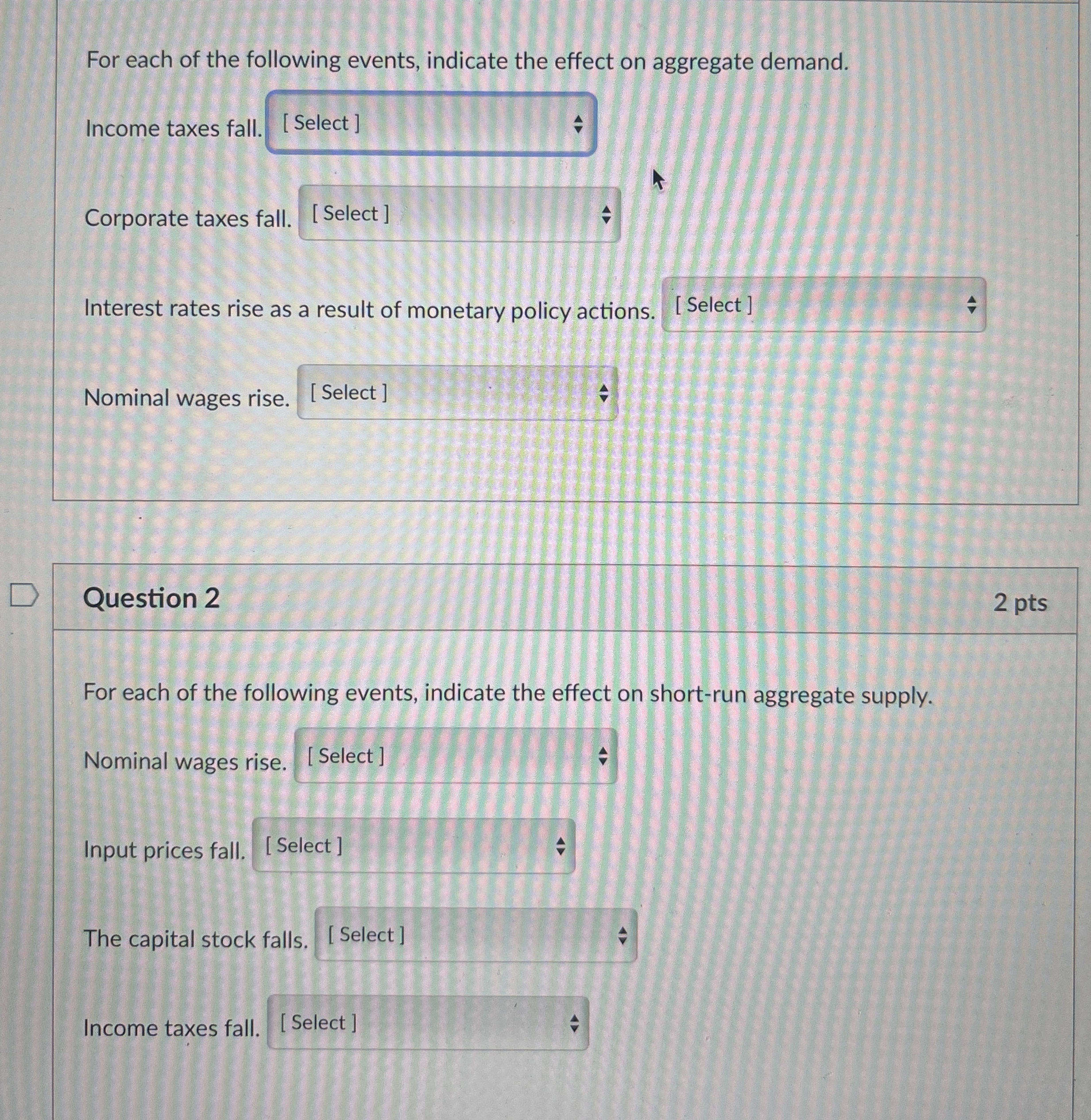 Solved For each of the following events, indicate the effect | Chegg.com