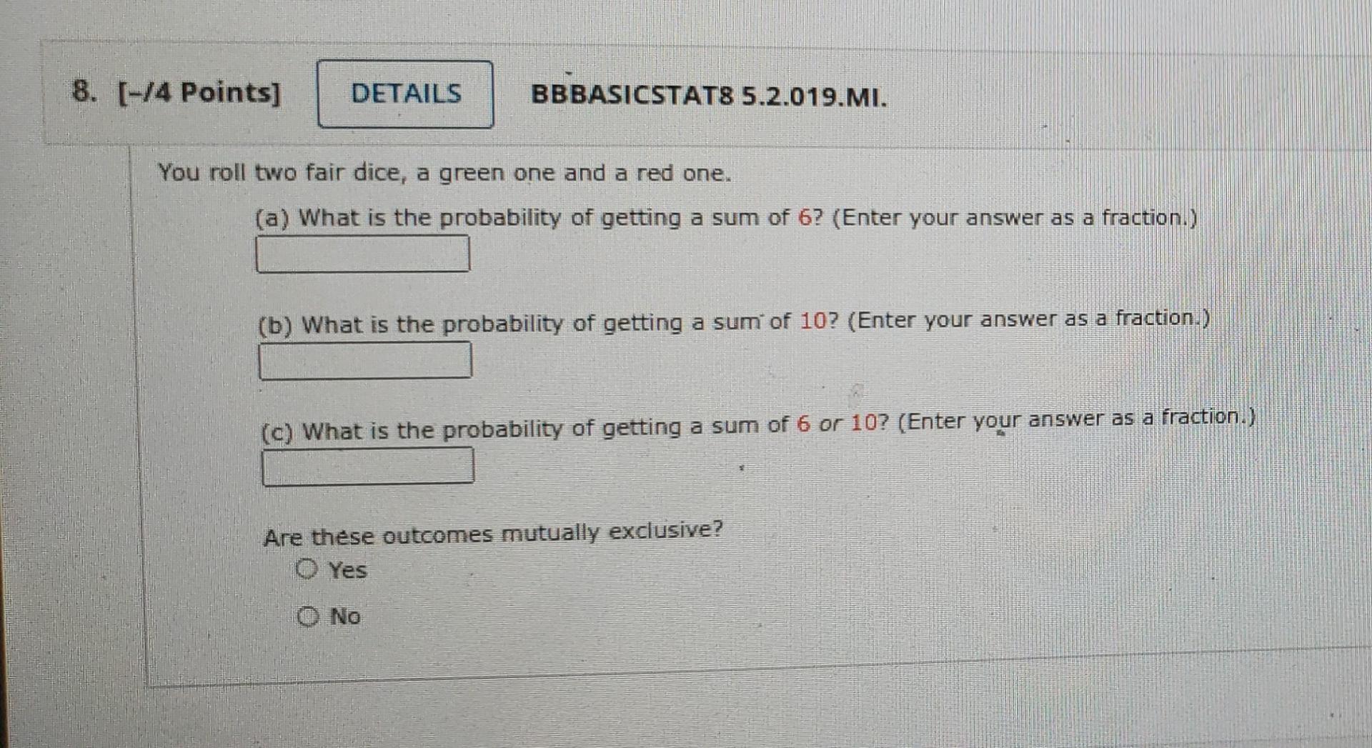 Solved 8. (-/4 Points] DETAILS BBBASICSTAT8 5.2.019.MI. You | Chegg.com