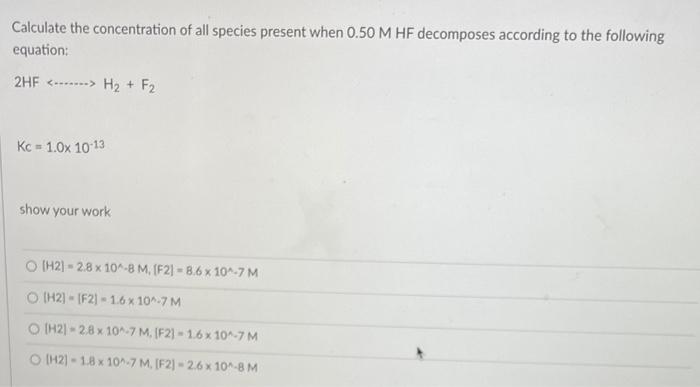 Solved Calculate the concentration of all species present | Chegg.com