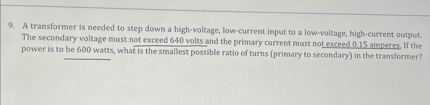 Solved A transformer is needed to step down a high-voltage, Circuit Diagram
