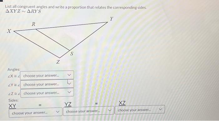 Solved List all congruent angles and write a proportion that | Chegg.com