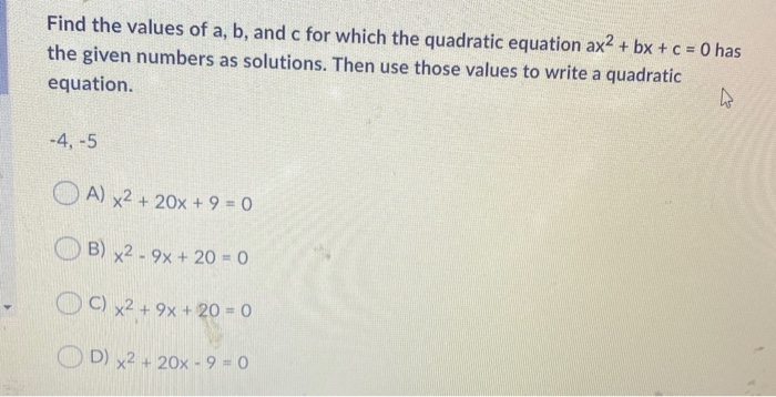 Solved Find The Values Of A, B, And C For Which The | Chegg.com