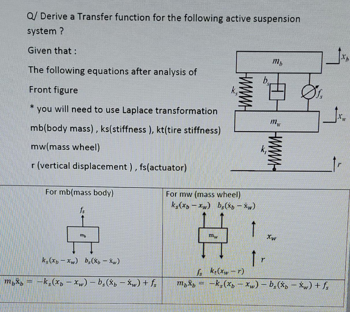 Deriving Transfer Function Solved Q/ Derive a Transfer function for the following | Chegg.com
