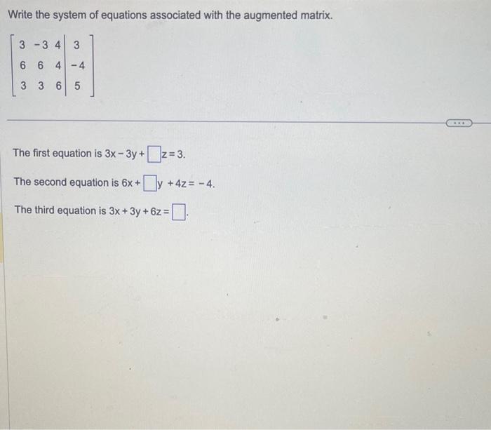 Solved Write the system of equations associated with the | Chegg.com