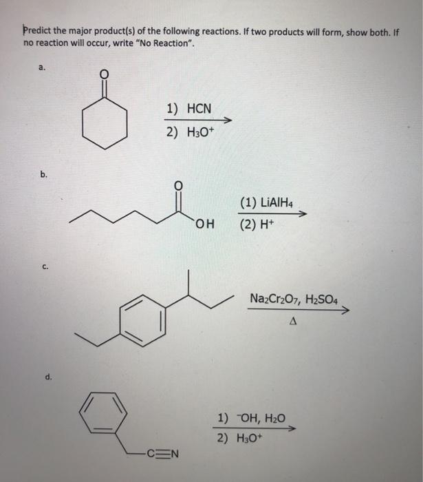 Solved Predict the major product(s) of the following | Chegg.com