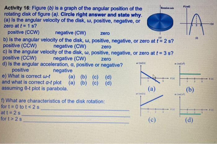 Solved Activity 16: Figure (b) is a graph of the angular | Chegg.com