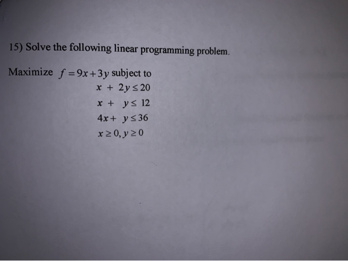 Solved 15) Solve the following linear programming problem. | Chegg.com