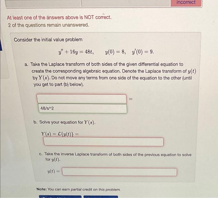 Solved incorrect At least one of the answers above is NOT | Chegg.com