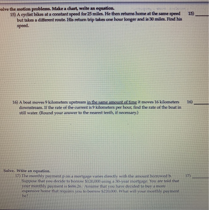 Solved 15 Olve The Motion Problems Make A Chart Write Chegg Com
