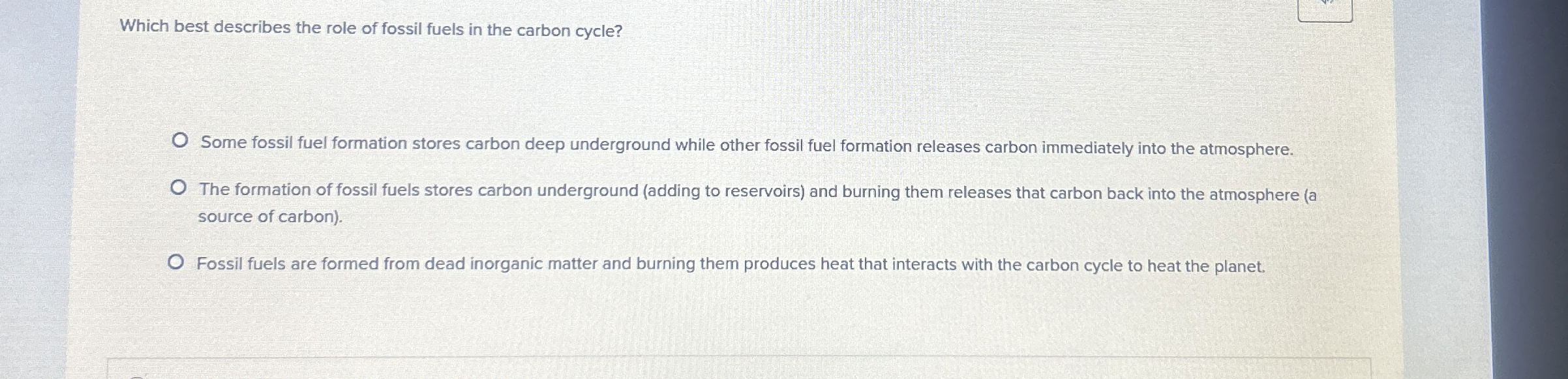 Solved Which best describes the role of fossil fuels in the | Chegg.com