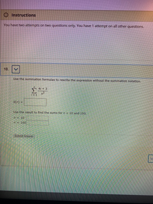Solved Instructions You have two attempts on two questions | Chegg.com