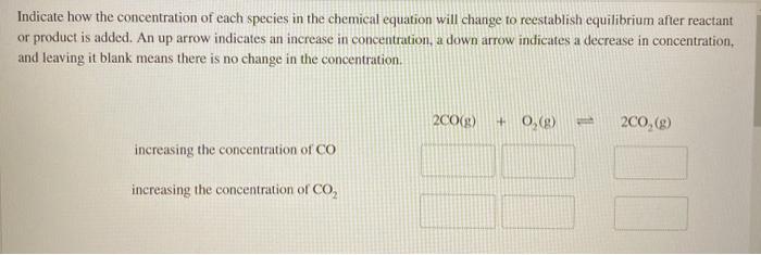 Solved Indicate how the concentration of each species in the